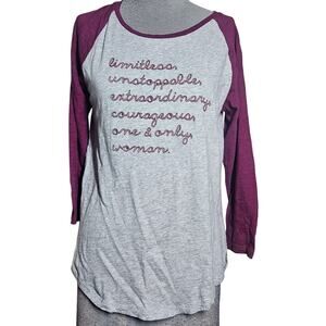 Limitless Unstoppable Woman Baseball Tee Size Small